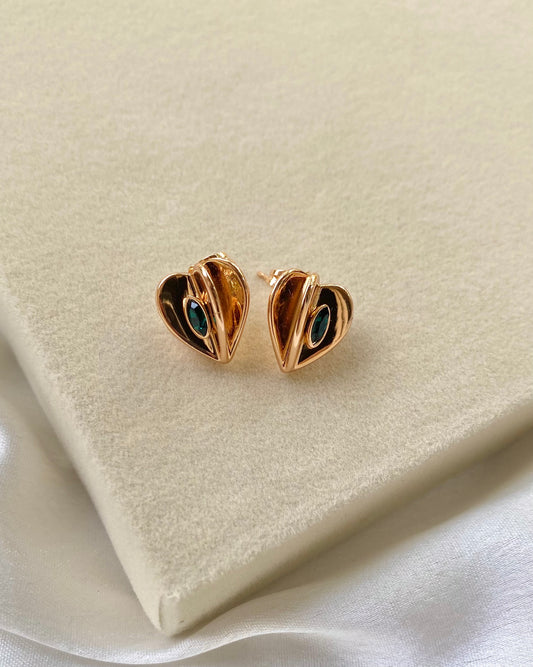 Emerald Gem Heart Earings