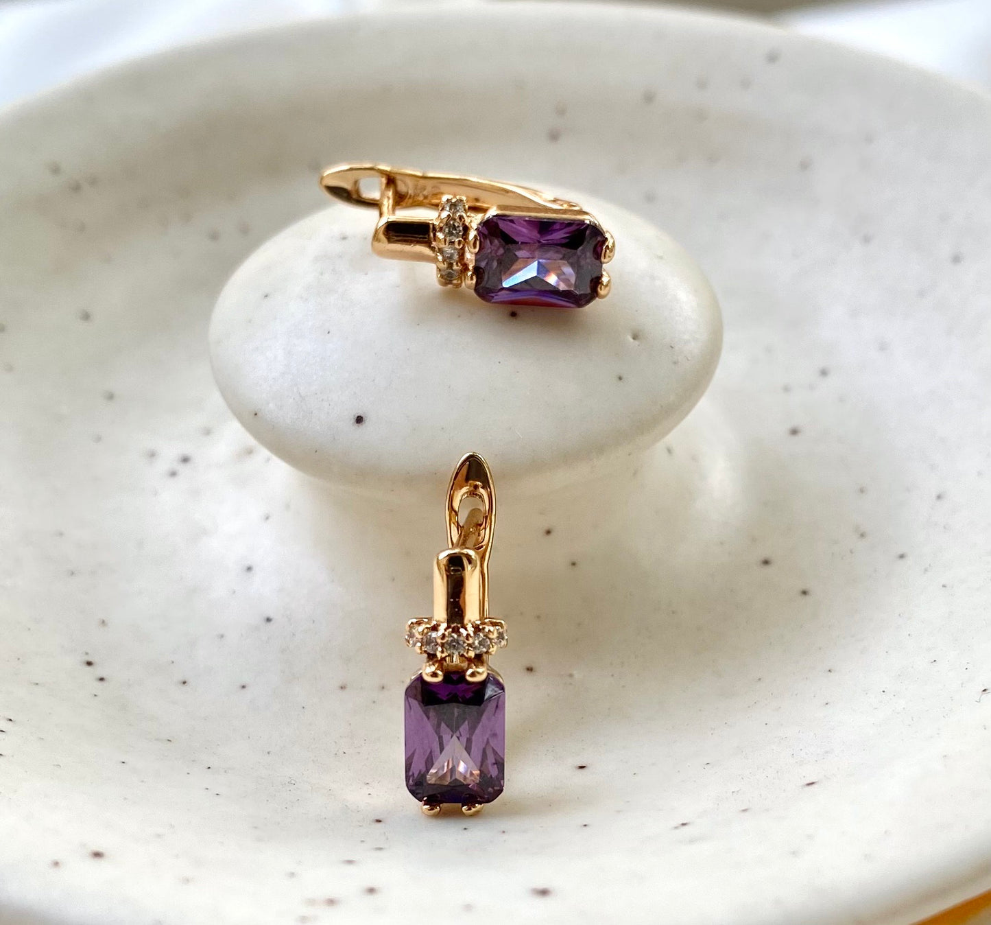 Purple Gem Hoops
