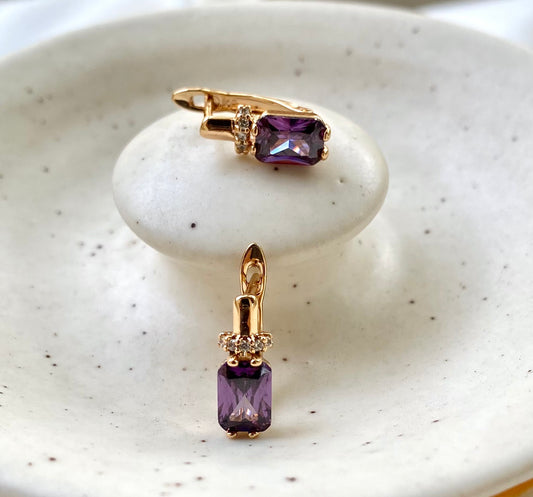 Purple Gem Hoops