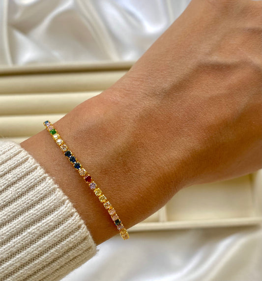 Multi Tennis Bracelet (Thin)