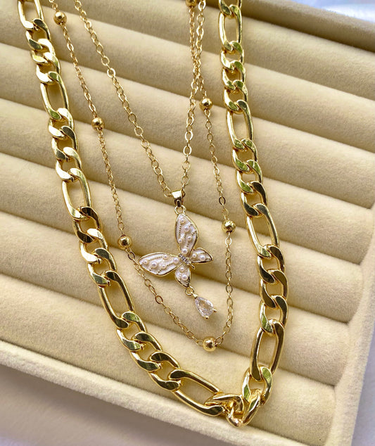 Three Layered Butterfly Necklace
